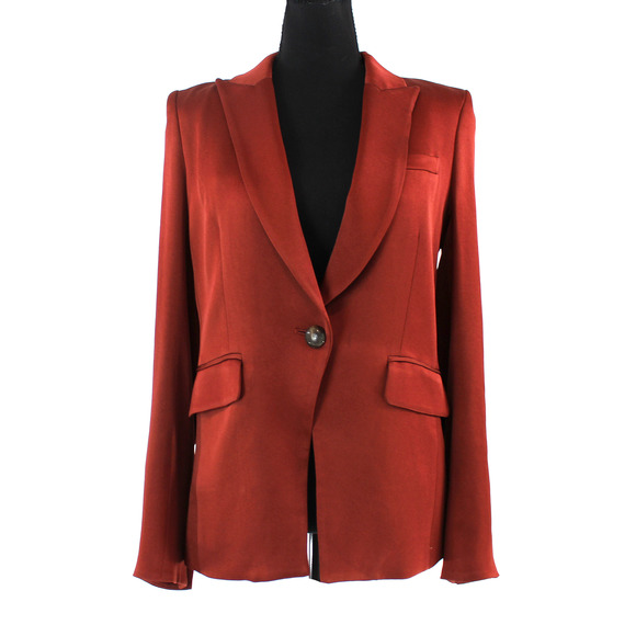 Veronica Beard Satin Sheen Clay Dickey Jacket 4 Single Breasted Acetate Blazer - Picture 2 of 8